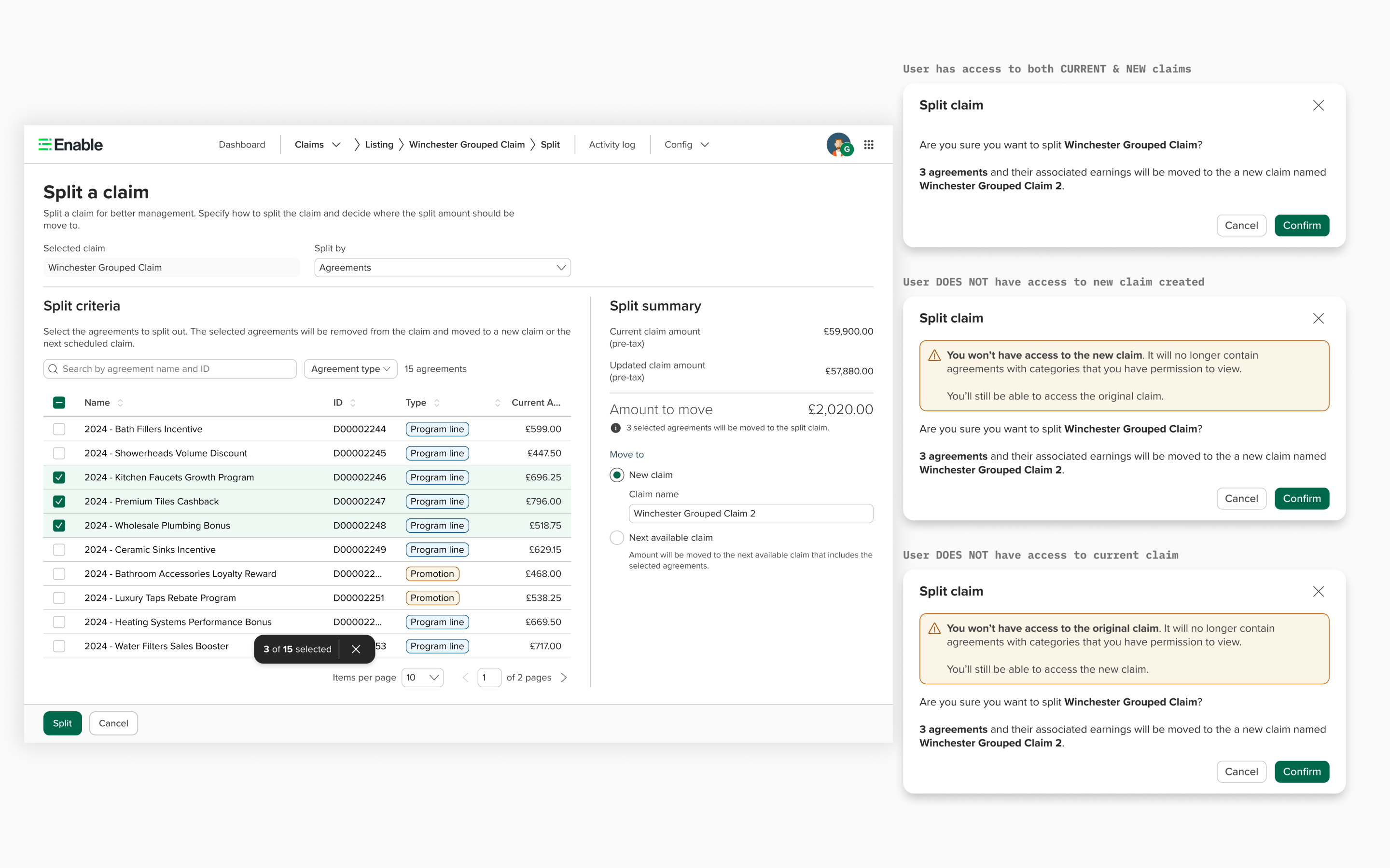 Split validation — real-time inline error prevention